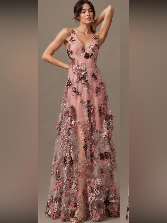 Dress the Population Dresses & Skirts - NWT Dress The Population Anthropologie Sidney Embroidered 3D Floral Gown Small